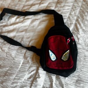 Spider-Themed Black and Red Men's Bag